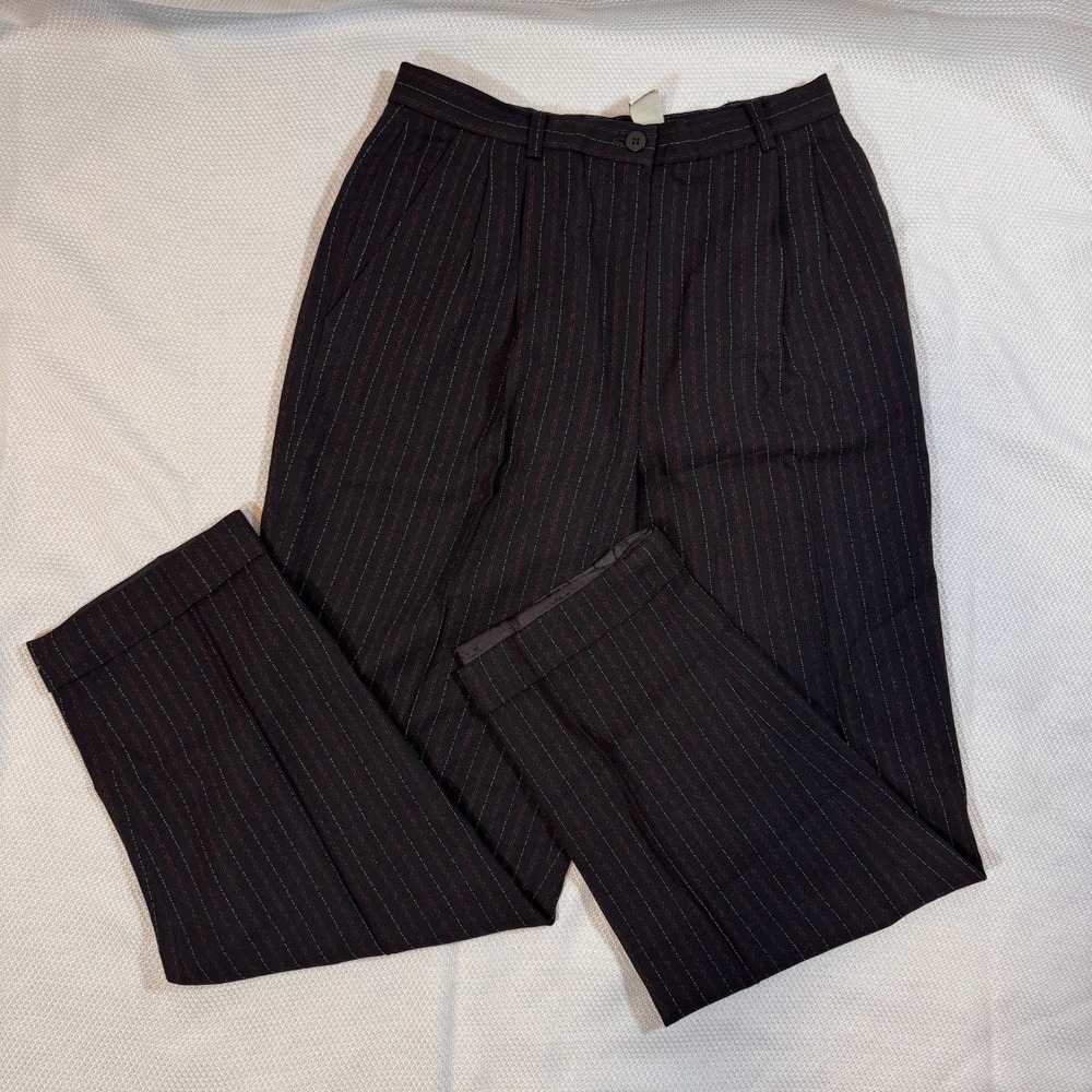 Ann Taylor, Petite 6P, Wool blend- Black with subtle stripes